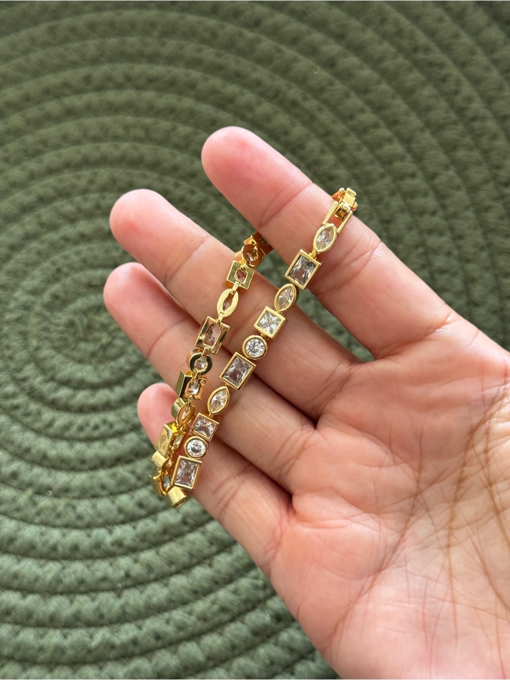 14K Gold-Plated Cubic Zirconia Link Bracelet - Elegant Women’s Jewelry
